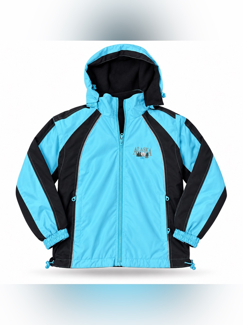 Women’s Alaska Hooded Colorblock Jacket Turquoise Black Size XS